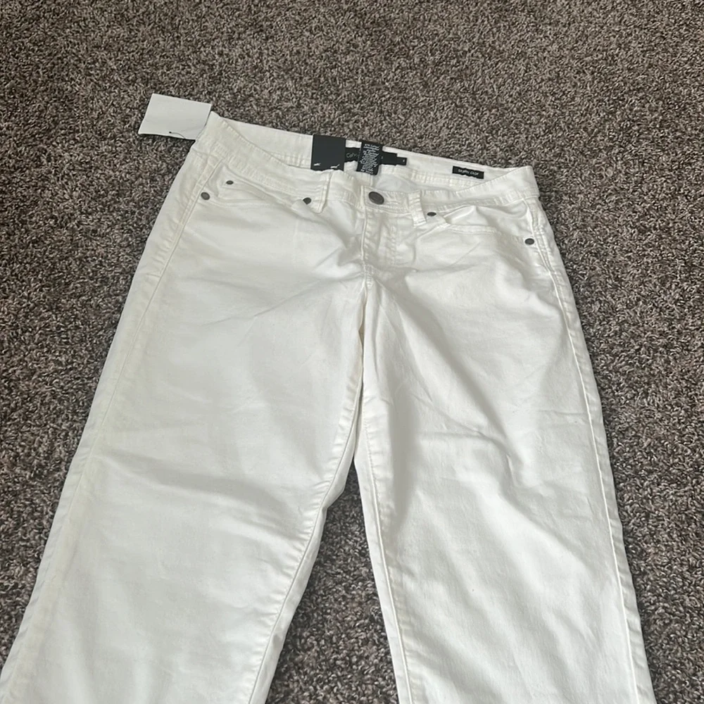 NWT Calvin Klein White Denim Jeans Skinny Crop 8 - Picture 4 of 12